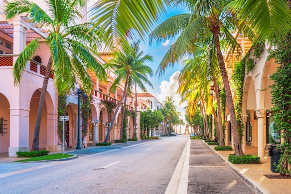 Colourful Mediterranean Revival architecture lines Worth Avenue.