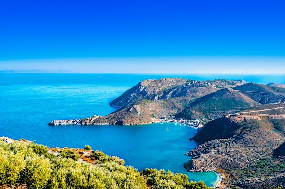 Porto Kagio, uma cidade costeira em Mani.