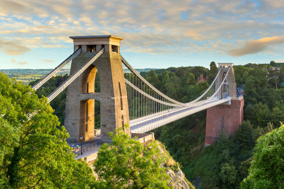 The Clifton Suspension Bridge over the Avon River in Bristol.