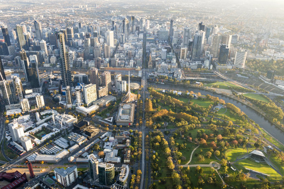 An aerial view of Melbourne.