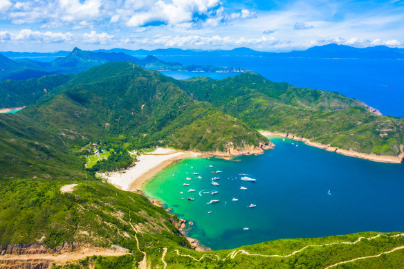 The turquoise shores of Long Ke Wan in the Sai Kung District.