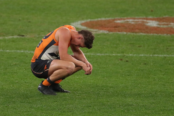 A dejected Harry Perryman after the final siren on Thursday night.