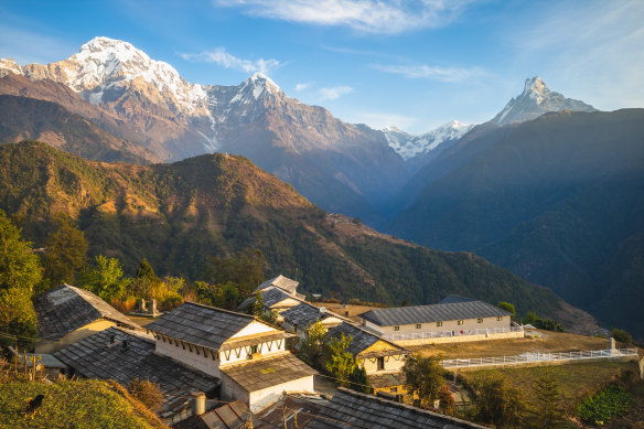 Scenery of Ghandruk village looking out to the Annapurna mountains.