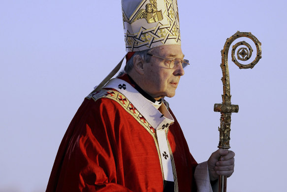 Cardinal George Pell walks onto the stage for the opening mass for World Youth Day in Sydney in 2008. 