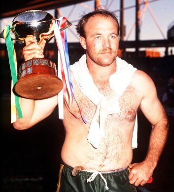 Wally Lewis celebrates an Ashes win in 1988.