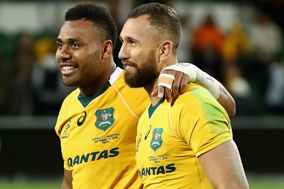 A fix, not a fixture: Samu Kerevi and Quade Cooper.