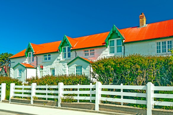 Marmont Row, a historic row of houses located on Ross Road in Stanley.