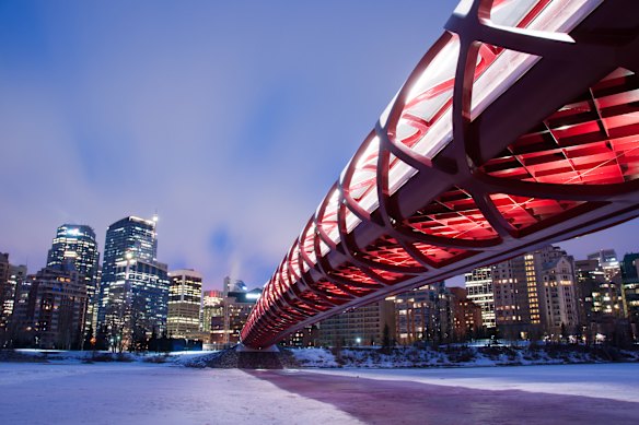 The iconic Peace Bridge … the Plus 15 Skywalk network has grown to more than 16 kilometres of elevated, climate-controlled walkways.