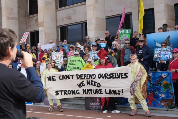 The rally held at Parliament House on Tuesday.