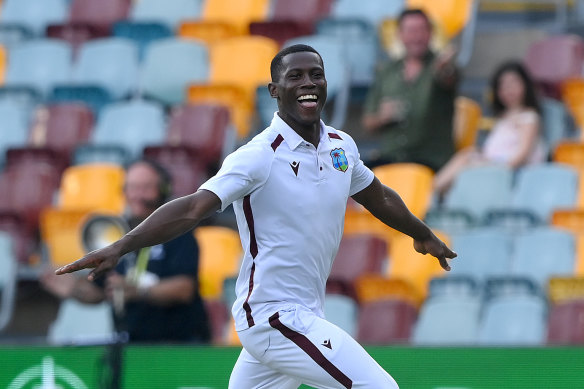 There was no sign of his toe injury as Shamar Joseph celebrated bowling the West Indies to a famous Test win over Australia at the Gabba.