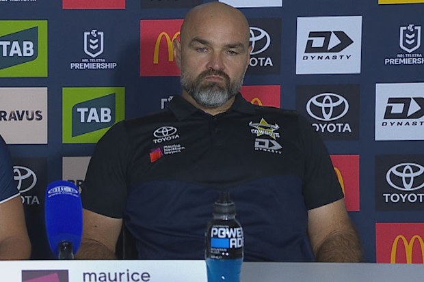 Reuben Cotter and Todd Payten after the Cowboys’ thumping loss to the Roosters.