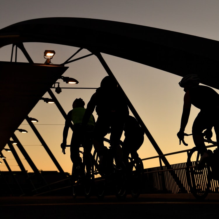 Early morning ride over the the Goodwill Bridge.