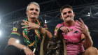 Ivan and Nathan Cleary after winning their fourth premiership.