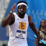 Eddie Nketia running in a college relay in the US last year.