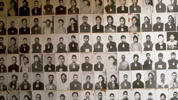 At Tuol Sleng Genocide Museum, photos document some of the Khmer Rouge victims held there.