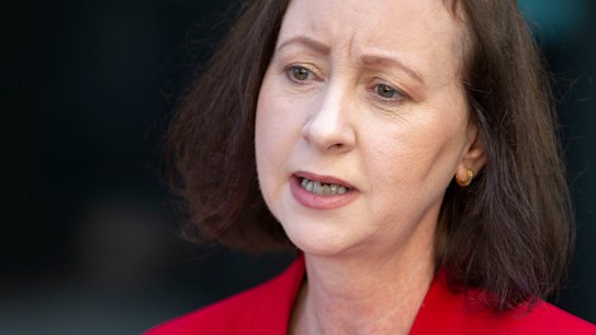 Health Minister Yvette D’Ath speaking on the Gold Coast last month.