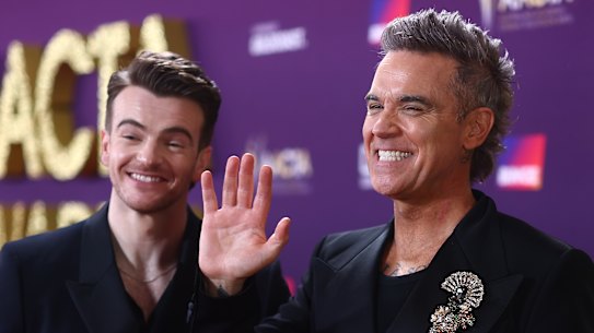Winners at the AACTA Awards: Robbie Williams (right), with Jonno Davies, who won best actor for playing him in Better Man.