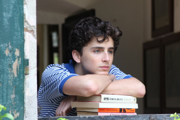 Elio (Timothée Chalamet) dreaming of that peach in Call Me By Your Name.