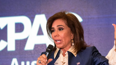 Fox News host Judge Jeanine Perro speaking in Sydney in 2019.