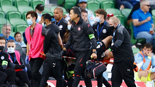 Rhys Williams was stretchered off in the second half.