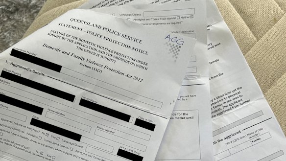 Police documents - shown with permission - relating to the abuse of a woman who fled Queensland for NSW. 