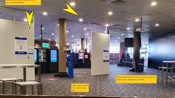 A "temporary gaming room" at Club Marconi