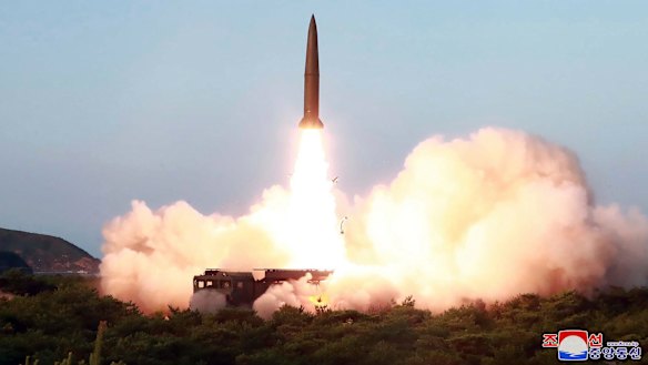 The North Korean government shows a test of a missile launch in North Korea. North Korea in August. 