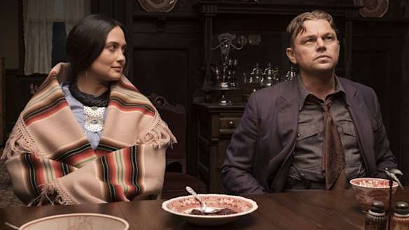 Leonardo DiCaprio and Lily Gladstone in Martin Scorsese’s Killers of the Flower Moon.