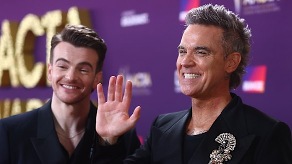 Winners at the AACTA Awards: Robbie Williams (right), with Jonno Davies, who won best actor for playing him in Better Man.