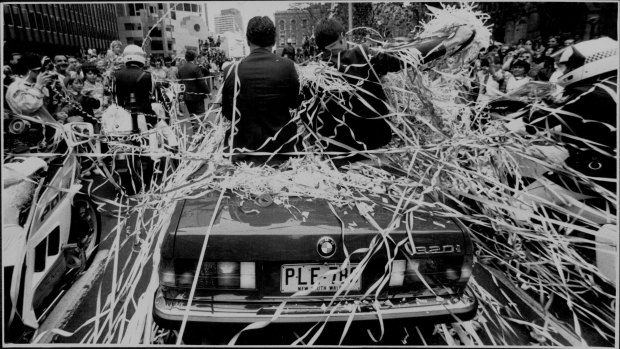 Ticker-Tape Parade through Sydney to welcome back our Ashes winning cricketers" . September 28, 1989