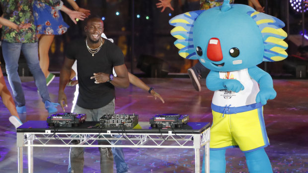Gimmick or the real deal? Usain Bolt parties during the closing ceremony of the Commonwealth Games.