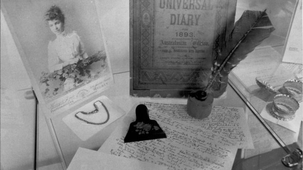 Ethel Turner's papers and writing materials on show during an exhibition on her life.  