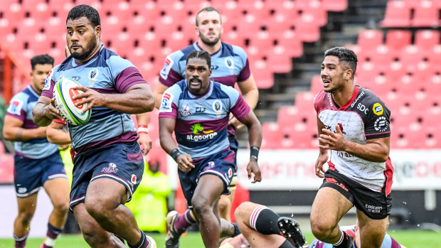 Taniela Tupou of the Reds in action against the Lions at Emirates Airline Park in Johannesburg.
