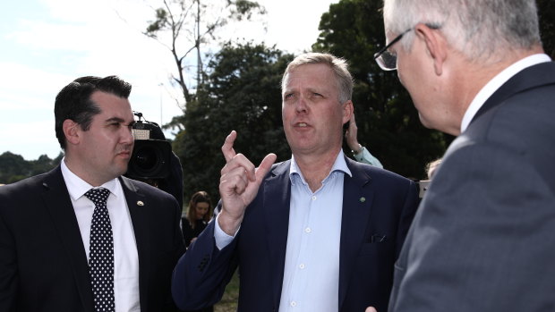 Michael Sukkar, Tony Smith and Scott Morrison announce $154 million to upgrade choked roads in Melbourne.