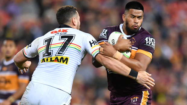 Payne Haas was at his destructive best for the Broncos against the Panthers on Friday night.