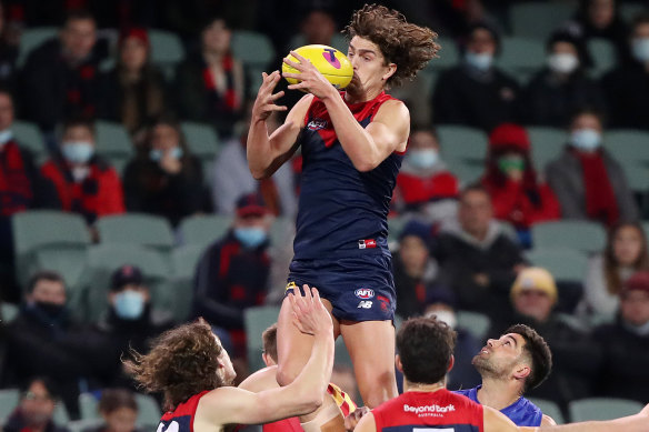 Luke Jackson soars for a mark against the Lions