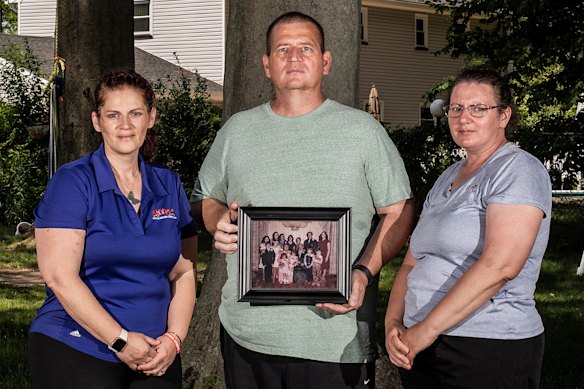 From left, Elizabeth Fusco, Joe Fusco and Maria Reid at Joe's home in  New Jersey.