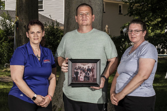 From left, Elizabeth Fusco, Joe Fusco and Maria Reid at Joe's home in  New Jersey.
