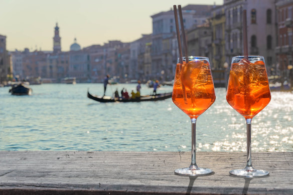 Aperol spritz get cheaper the further you venture from St Mark’s Square.