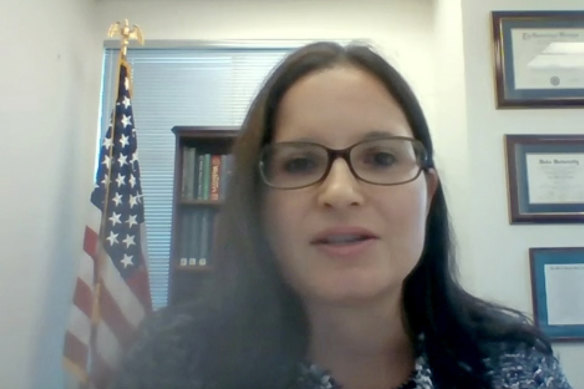 Yargıç Aileen Cannon, Temmuz 2020'de Senato Yargı Komitesi üyeleriyle yaptığı video röportajından bir fotoğrafta görülüyor.
