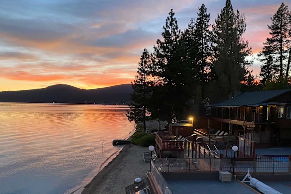 Direct lake access … Crown Motel, Lake Tahoe.