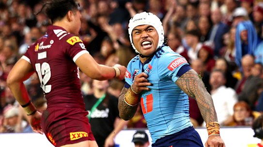 Brian To’o scores for NSW.