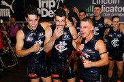 George Hewett (middle) has been important to Carlton’s rise in 2022.