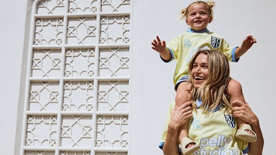 Ellidy Pullin, with daughter Minnie, has collaborated with Australian brand Ena Pelly.