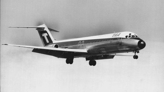 A TAA DC9 airliner.