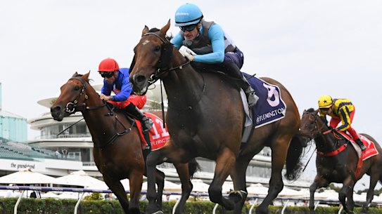 Zoushack (selected in race 8) wins at Flemington in January under Mark Zahra.