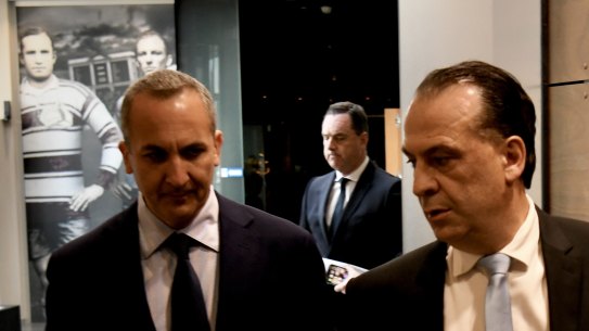 NRL CEO Andrew Abdo and Australian Rugby League Commission chairman Peter V’landys.