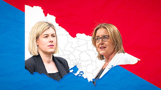 Jess Wilson (left)  and Jacinta Allan.