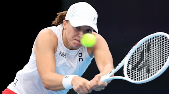 Iga Swiatek taking on Caroline Garcia in Sydney.