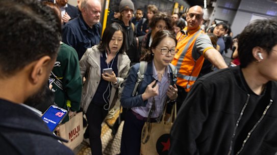 Peak hour at Town Hall station on Tuesday.